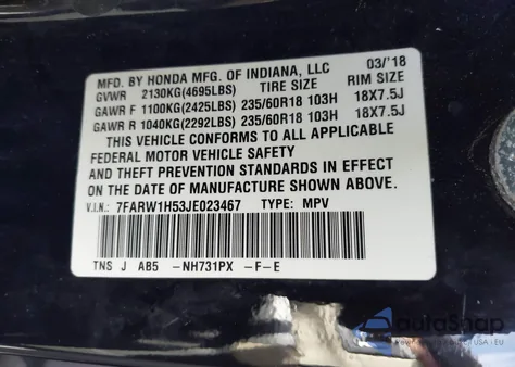 2018 Honda Cr-V Ex z USA, uszkodzony, nr VIN 7FARW1H53JE023467